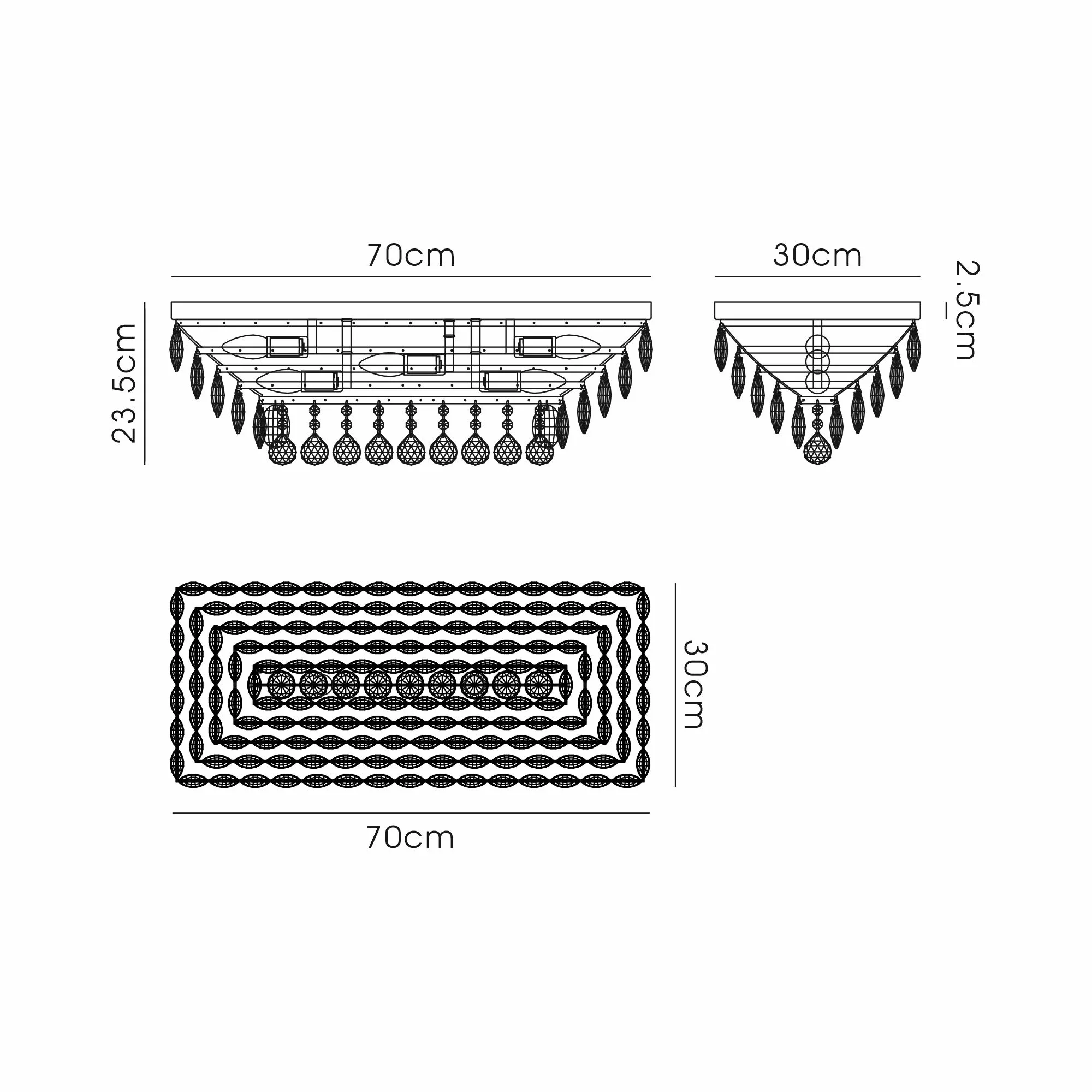 Coniston Linear Flush Ceiling 5 Light Polished Chrome IL32824  Diyas Coniston Polished Chrome